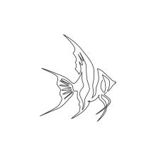 Cute Freshwater Angelfish in One Line: Practice Basic Curves and Angles in Fish Drawing