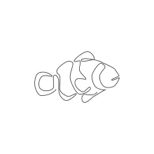 Cute Clown Fish in One Line: Explore Friendly Shapes and Simple Ocean Drawing