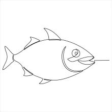 One-Line Simple Fish Drawing: Perfect for Learning Symmetry and Proportion