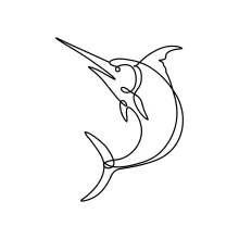 One-Line Marlin Jumping Drawing: Practice Speed and Form in a Strong Fish Pose