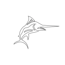 One-Line Giant Marlin Drawing: Explore Ocean Strength with a Long and Bold Shape