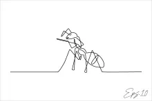 One-Line Ant Drawing: Discover Body Segments and Leg Position Through Simple Lines