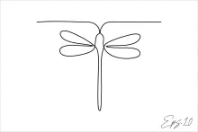 Dragonfly One-Line Drawing: Simple Study of Shape and Wing Spacing