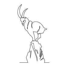 "Minimalist Mountain Goat Drawing: A One-Line Study of Agile Wildlife Figures"
