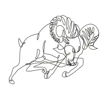One Line Bighorn Ram Drawing: Learn Action and Form with One Continuous Line