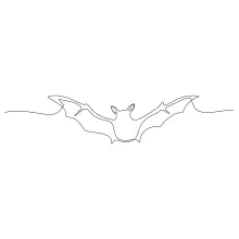 "Minimalist Flying Bat Sketch: Illustrating Motion and Mystery with One Line Art"