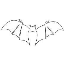 Flying Bat in Simple Line Drawing: Practice Easy Animal Shapes