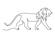 Walking Lion One Line Drawing: Practice Motion and Animal Shape with Simple Art