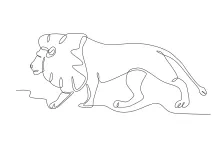 "Continuous Line Lion Walking: A Simple and Majestic Art Exercise"