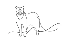 Panther One Line Drawing: Easy Jungle Cat Practice with One Line