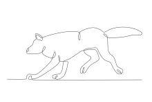 Wolf Clawing Ground One Line Drawing: Explore Wild Animal Actions with Simple Line Art