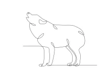 Roaring Wolf One Line Drawing: Practice Strong Animal Sounds with Simple Art