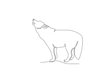 One Line Howling Wolf Drawing: Explore Nighttime Animal Scenes with Easy Line Art