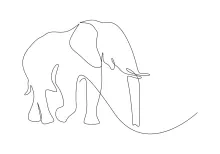 Simple Elephant One-Line Art: Practice Gentle Animal Shapes with Ease