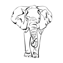 "Minimalist Elephant Illustration: A Single-Line Study of Recognizable Wildlife Figures"