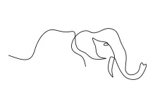 "One-Line Elephant Head Drawing: A Minimalist Approach to Capturing Iconic Wildlife Forms"