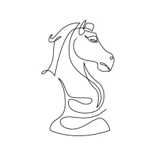 One Line Chess Horse Drawing: Simple Knight Shape for Beginners