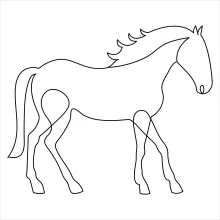 "One Line Horse Sketch: Illustrating Strength and Presence with Minimalist Style"