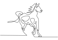 "Minimalist Running Horse Illustration: Capturing Speed and Fluidity with One Artistic Stroke"