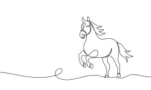 "One Line Galloping Horse Illustration: Expressing Power and Motion with Minimalist Techniques"