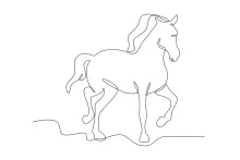 "Minimalist Running Horse Drawing: Expressing Speed and Grace with One Line Art"