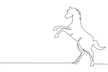 Draw a Wild Rearing Horse in One Line: Learn Action with Simplicity