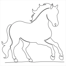"Minimalist Horse Illustration: Capturing Motion and Energy in One Line Art"