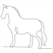 "Minimalist Galloping Horse Drawing: Illustrating Motion and Power in One Line Art"