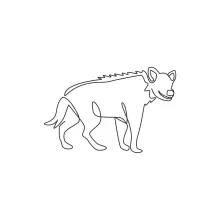 "Minimalist Hyena Drawing: A One Line Study of Strong and Recognizable Wildlife Figures"