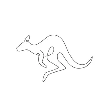 "Minimalist Kangaroo Illustration: A One Line Study of Poised and Active Wildlife Forms"
