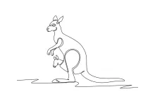 One Line Kangaroo Drawing: Practice Tall Animal Shapes with Ease