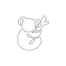 "Minimalist Koala Sketch: A One Line Study of Cute and Recognizable Wildlife Figures"