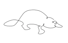 "Minimalist Platypus Drawing: A One Line Study of Unique and Recognizable Wildlife Figures"