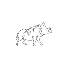 "One Line Warthog Drawing: Depicting a Tough and Resilient Animal with Minimalist Style"