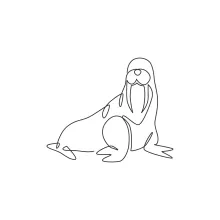 "One Line Giant Walrus Drawing: A Minimalist Approach to Marine Strength"