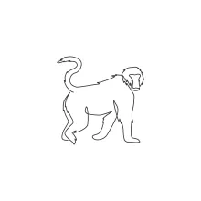 "Minimalist Walking Baboon Sketch: A One-Line Study of Recognizable Wildlife Motion"