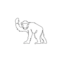 "Minimalist Jumping Chimpanzee Drawing: A One-Line Study of Energetic Wildlife Motion"