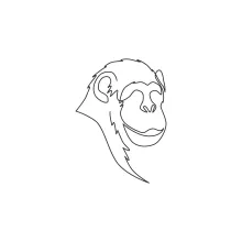 "Minimalist Smiling Chimpanzee Head Drawing: A One-Line Study of Expressive Primate Features"