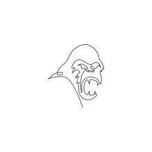Gorilla Face Drawing in One Line: Simple Practice of Powerful Apes