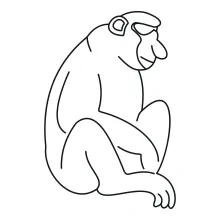 One Line Drawing of a Macaque for Kids Learning Simple Animal Art