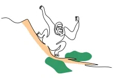 "Minimalist Happy Orangutan Sketch: A One-Line Study of Cheerful Primate Forms"