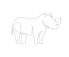 African Rhino in Simple Line Art: Learn About Wildlife with Easy Drawing