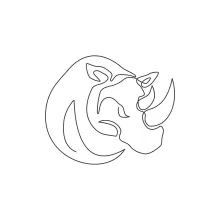 "One Line Big African Rhinoceros Head Drawing: Depicting Majestic Presence with Minimalist Techniques"