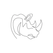 "One Line African Rhinoceros Head Sketch: Capturing Strength and Distinctive Features with Minimalist Art"