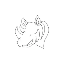 "One Line African Rhinoceros Head Illustration: Capturing a Majestic Creature with Minimalist Techniques"