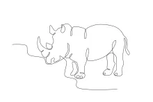 One Line Drawing of a Walking Rhino: Practice Animal Motion Simply