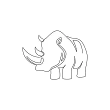 "Continuous Line White Rhinoceros Head Sketch: Capturing Power and Elegance with Minimalist Art"
