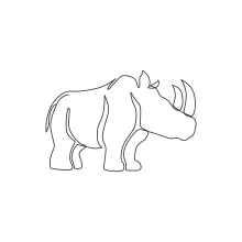 "Continuous Line White Rhinoceros Sketch: Expressing Strength and Simplicity in One Artistic Stroke"