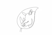 "One Line Rhinoceros Head Drawing: Illustrating a Mighty Animal with Minimalist Art"