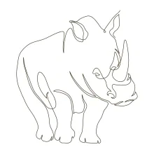 "One Line Wild Rhinoceros Drawing: Capturing Strength and Presence with Minimalist Art"